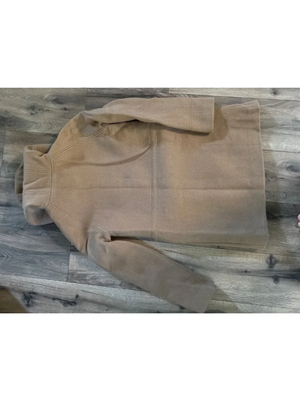 J. Crew Wool Blend Hooded Button Front Coat In Camel Size 4 Fully Lined Made In - Picture 12 of 12